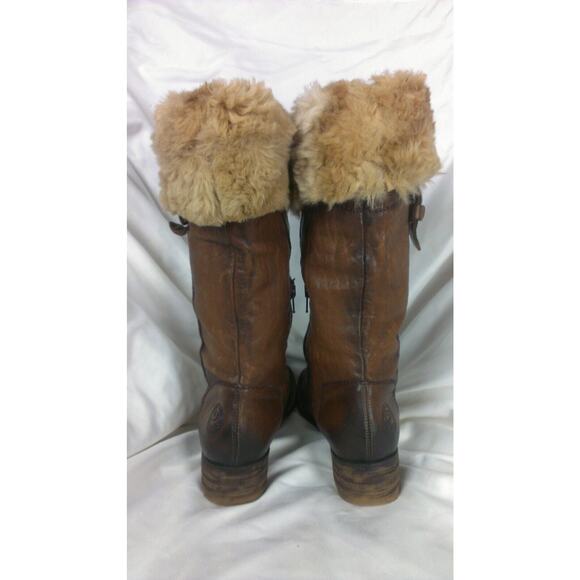 Pakros Distressed Leather Sherpa Trim Mukluk Boots Brown Sz EU 37 (US 7M) - Picture 5 of 9